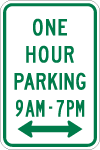 r 7-5 one hour parking sign
